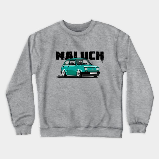 Fiat 126 Maluch Green Crewneck Sweatshirt by shketdesign